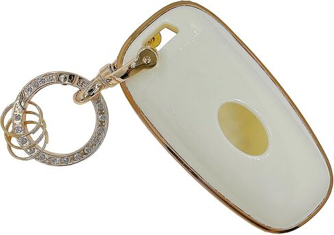 غطاء مفتاح Hyundai Key Fob مع سلسلة مفاتيح، غطاء غطاء مفتاح TPU أبيض ناعم حماية كاملة لـ 2024 2023 2022 Sonata، Tucson، Santa Cruz مفتاح التحكم عن بعد الذكي (لشركة Hyundai A) in Kuwait