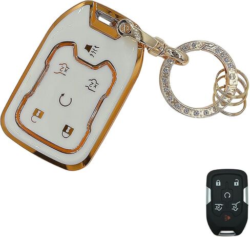 غطاء مفتاح Hyundai Key Fob مع سلسلة مفاتيح، غطاء غطاء مفتاح TPU أبيض ناعم حماية كاملة لـ 2024 2023 2022 Sonata، Tucson، Santa Cruz مفتاح التحكم عن بعد الذكي (لشركة Hyundai A) in Kuwait