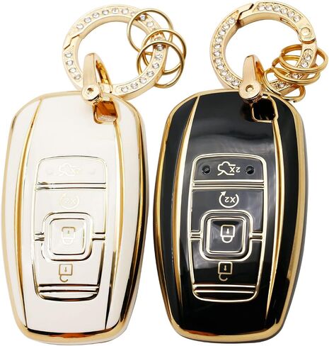 2 pcs for Lincoln Key fob Cover,for 2017 2018 2019 Lincoln Continental MKC MKZ Navigator Smart keyless Entry Remote Key Fob Cover case 4 Buttonsr (Black Green) (Black White-L) in Saudi Arabia