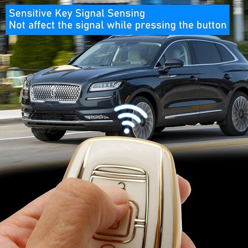 2 pcs for Lincoln Key fob Cover,for 2017 2018 2019 Lincoln Continental MKC MKZ Navigator Smart keyless Entry Remote Key Fob Cover case 4 Buttonsr (Black Green) (Black White-L) in Saudi Arabia