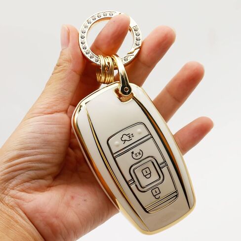 2 pcs for Lincoln Key fob Cover,for 2017 2018 2019 Lincoln Continental MKC MKZ Navigator Smart keyless Entry Remote Key Fob Cover case 4 Buttonsr (Black Green) (Black White-L) in Saudi Arabia