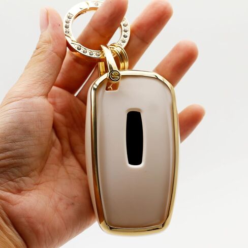 2 pcs for Lincoln Key fob Cover,for 2017 2018 2019 Lincoln Continental MKC MKZ Navigator Smart keyless Entry Remote Key Fob Cover case 4 Buttonsr (Black Green) (Black White-L) in Saudi Arabia