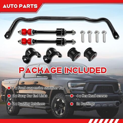 55398938AC Front Stabilizer Bar &K80894 Front Sway Bar Link Kit with Bushing Kit Fit For 2009-2010 Dodge Ram 1500, 2011-2018 Ram 1500, 2019-2022 Ram 1500 Classic 4WD Replaces# 55398938AB in Kuwait