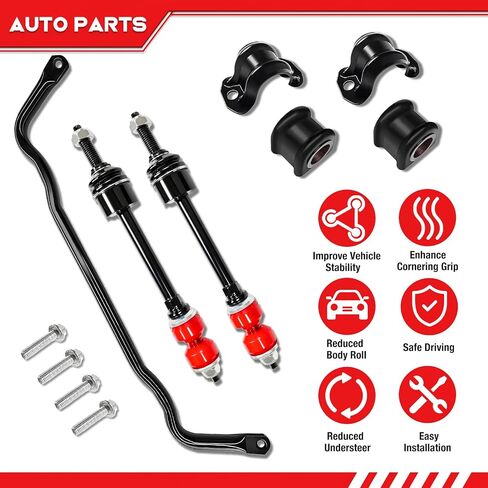 55398938AC Front Stabilizer Bar &K80894 Front Sway Bar Link Kit with Bushing Kit Fit For 2009-2010 Dodge Ram 1500, 2011-2018 Ram 1500, 2019-2022 Ram 1500 Classic 4WD Replaces# 55398938AB in Kuwait