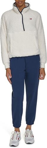 Tommy Hilfiger womens Half Zip Faux Sherpa Pullover Sweatshirt in Kuwait