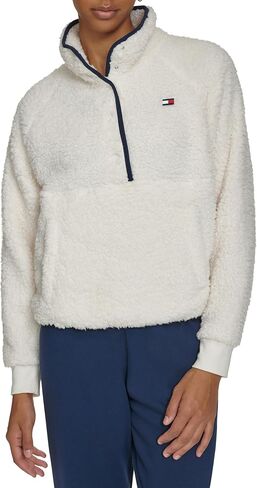 Tommy Hilfiger womens Half Zip Faux Sherpa Pullover Sweatshirt in Kuwait