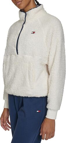 Tommy Hilfiger womens Half Zip Faux Sherpa Pullover Sweatshirt in Kuwait