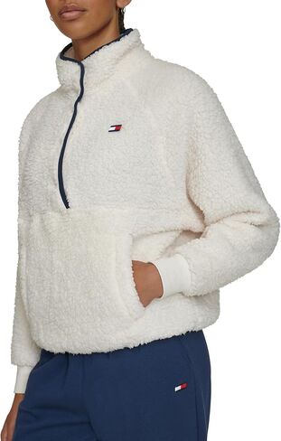 Tommy Hilfiger womens Half Zip Faux Sherpa Pullover Sweatshirt in Kuwait