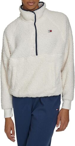 Tommy Hilfiger womens Half Zip Faux Sherpa Pullover Sweatshirt in Kuwait