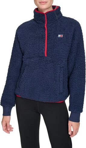 Tommy Hilfiger womens Half Zip Faux Sherpa Pullover Sweatshirt in Kuwait