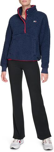 Tommy Hilfiger womens Half Zip Faux Sherpa Pullover Sweatshirt in Kuwait