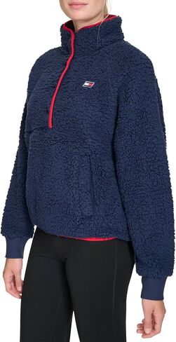 Tommy Hilfiger womens Half Zip Faux Sherpa Pullover Sweatshirt in Kuwait