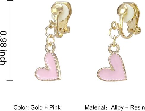 كليب القلب على انخفاض الأقراط استرخى صغيرة الوردي الأبيض المرأة مجوهرات اكسسوارات الهدايا in Kuwait