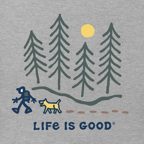تي شيرت رجالي من Life is Good، تي شيرت قطني قصير الأكمام برسومات جرافيكية، للمشي لمسافات طويلة في بيرن عبر الغابة in Saudi Arabia