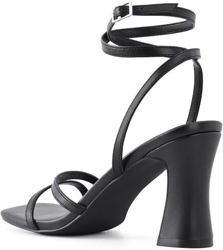 كعب بأشرطة للنساء بكعب مكتنز وكعب عالٍ ومقدمة مربعة وإبزيم للكاحل وأحذية فستان الزفاف in Kuwait