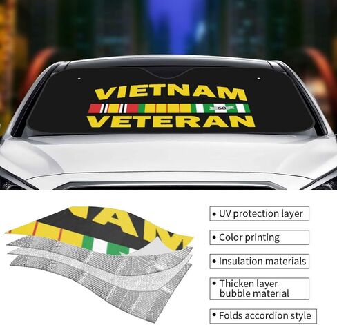 Vietnam Veteran Car Windshield Sun Shade Foldable Car Umbrella Sunshade Cover Protect Vehicle from Uv Sun Car Truck SUV Auto Accessories in Saudi Arabia