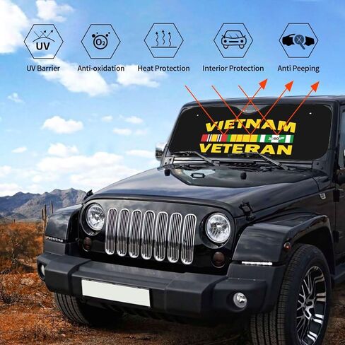 Vietnam Veteran Car Windshield Sun Shade Foldable Car Umbrella Sunshade Cover Protect Vehicle from Uv Sun Car Truck SUV Auto Accessories in Saudi Arabia