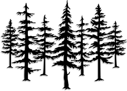 LIYOUYA Pine Tree Metal Wall Decor - Rustic Farmhouse Room Decor Simple Black Wall Art Home Decor for Living Room, Bedroom, Dining Room, Entryway (Black) in Saudi Arabia