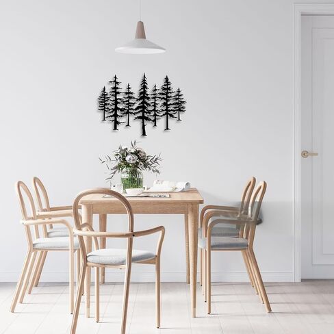 LIYOUYA Pine Tree Metal Wall Decor - Rustic Farmhouse Room Decor Simple Black Wall Art Home Decor for Living Room, Bedroom, Dining Room, Entryway (Black) in Saudi Arabia