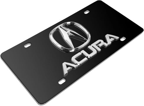 iPick Image for Acura Dual Chrome Logo in 3D on Black Stainless Steel License Plate for Decorative in Saudi Arabia