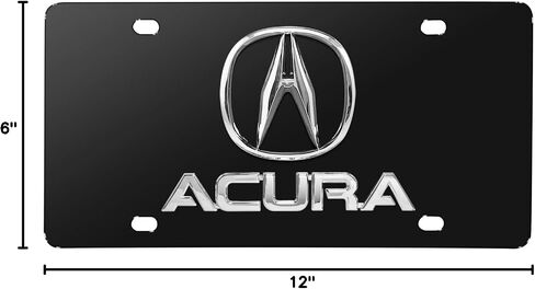 iPick Image for Acura Dual Chrome Logo in 3D on Black Stainless Steel License Plate for Decorative in Saudi Arabia