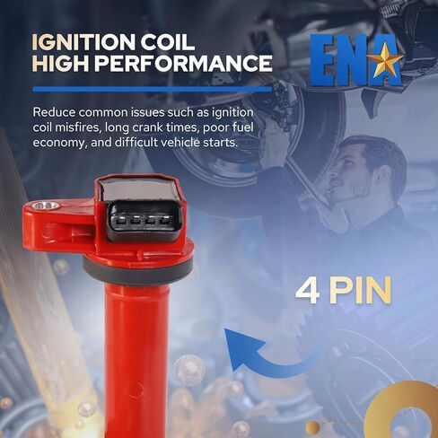 ENA Red 8 Ignition Coil V8 4.3 4.7 2000 2001 2002 2003 2004 205 2006 2007 2008 2009 Compatible with Toyota Lexus Tundra Sequoia Land Cruiser 4Runner LX470 GX470 GS430 LS430 SC430 Coils for UF230 UF493 in Saudi Arabia