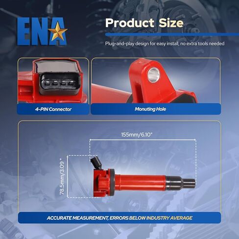 ENA Red 8 Ignition Coil V8 4.3 4.7 2000 2001 2002 2003 2004 205 2006 2007 2008 2009 Compatible with Toyota Lexus Tundra Sequoia Land Cruiser 4Runner LX470 GX470 GS430 LS430 SC430 Coils for UF230 UF493 in Saudi Arabia