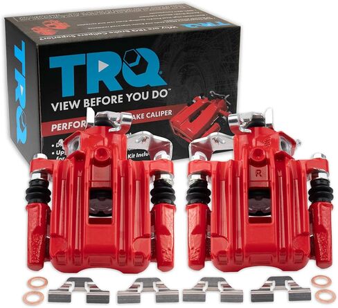 مجموعة فرجار الفرامل الخلفية TRQ باللون الأحمر متوافقة مع 2002-2006 Audi TT TT Quattro 1998-2010 Volkswagen Beetle 1999-2006 Golf in Saudi Arabia