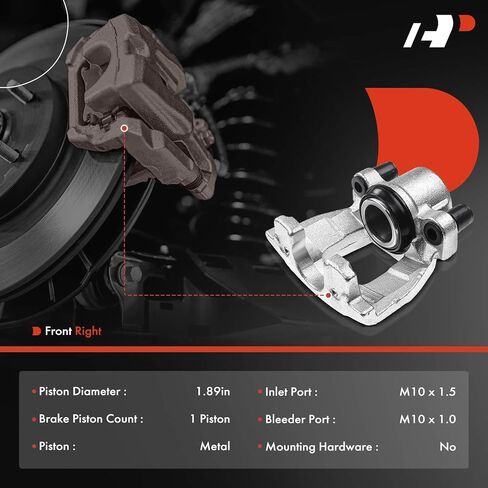 A-Premium Disc Brake Caliper Assembly Without Bracket Compatible with Select Mini Models - Cooper 2002 2003 2004 2005 2006 2007 2008 Hatchback/Convertible - Front Right Passenger Side in Saudi Arabia