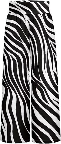 Printed Palazzo Pants for Women Casual High Waisted Wide Leg Lounge Pants with Pockets Size XS-3XL in Saudi Arabia