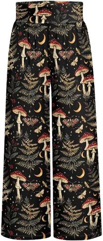 Printed Palazzo Pants for Women Casual High Waisted Wide Leg Lounge Pants with Pockets Size XS-3XL in Saudi Arabia