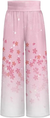 Printed Palazzo Pants for Women Casual High Waisted Wide Leg Lounge Pants with Pockets Size XS-3XL in Saudi Arabia