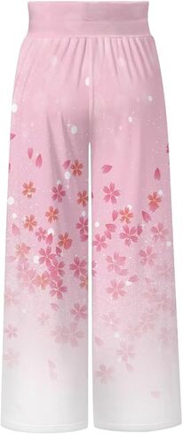 Printed Palazzo Pants for Women Casual High Waisted Wide Leg Lounge Pants with Pockets Size XS-3XL in Saudi Arabia