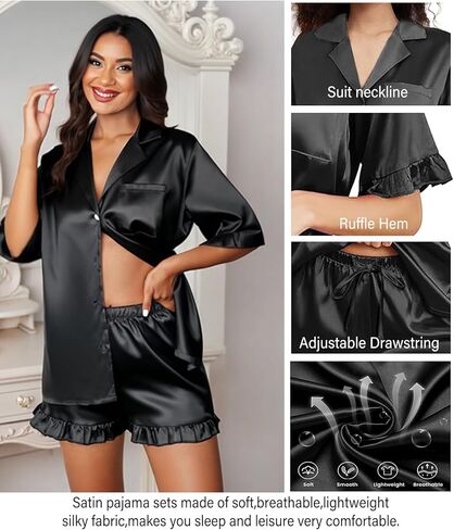 طقم بيجامات زفاف مكشكش للنساء XS-4XL طقم بيجامة حريري من الساتان للعروس ووصيفة العروس طقم ملابس نوم حريري Pj in Saudi Arabia