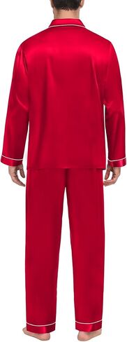 SWOMOG Family Matching Pajama Set 2Pcs Silk Satin Sleepwear Long Sleeve Button Down Loungewear Men Women with Kids in Saudi Arabia