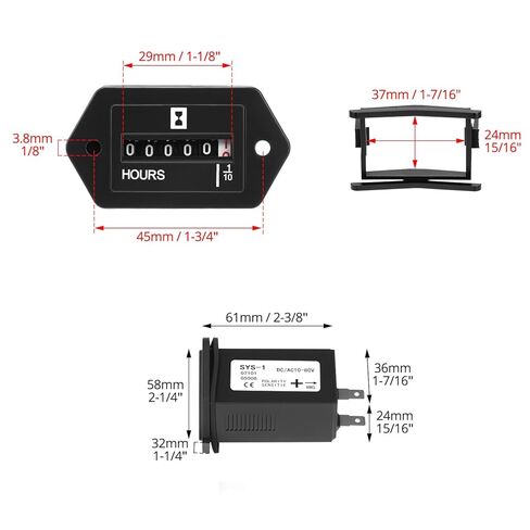 QWORK Mechanical Hour Meter - DC 10-80V Range for Diesel Engines, Boats, Generators in Saudi Arabia