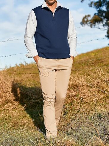 Mens Quarter Zip Sleeveless Golf Vest Pullover Stand Collar Casual Vests Outerwear in Saudi Arabia