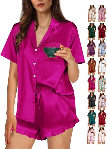 طقم بيجامات زفاف مكشكش للنساء XS-4XL طقم بيجامة حريري من الساتان للعروس ووصيفة العروس طقم ملابس نوم حريري Pj in Saudi Arabia