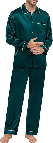 SWOMOG Family Matching Pajama Set 2Pcs Silk Satin Sleepwear Long Sleeve Button Down Loungewear Men Women with Kids in Saudi Arabia