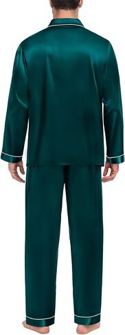 SWOMOG Family Matching Pajama Set 2Pcs Silk Satin Sleepwear Long Sleeve Button Down Loungewear Men Women with Kids in Saudi Arabia