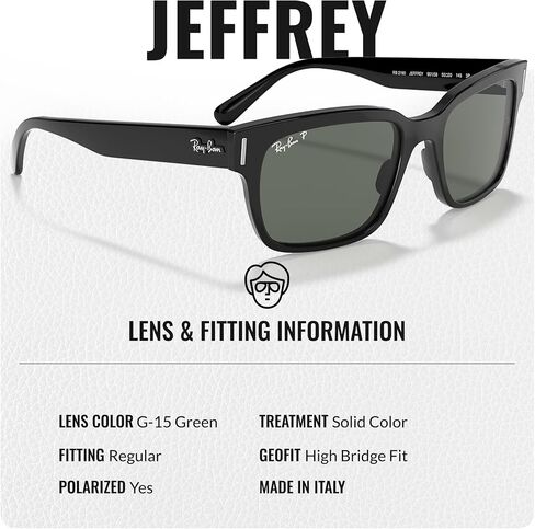 Ray-Ban RB2190 JEFFREY Square Shaped Sunglasses for Men & Women with Official RAYBAN Eyewear Kit in Saudi Arabia