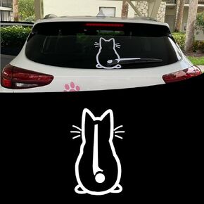 ijuicy Cute Cat Car Rear Windshield Wiper Decal, Waterproof Vinyl Funny Cat Tail Waving Wiper Sticker, Universal Car Decals for Outside of Car (White) in Kuwait