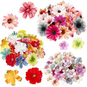 100 Pcs Faux Flower Heads Artificial Flowers Mini Rose Daisy Peony Plum Blossom Flowers Fabric Flowers DIY Flower Decoration Artificial Daisy Craft for Wedding Home Garland, 4.5 Cm, 2 cm in Kuwait