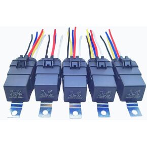 Losauto 40/30 Ampere 24 Volt DC Automotive Relay, with Wiring Harness 5-core Connector, Heavy-Duty 12/16AWG hot-dip Galvanized Copper Wire, 5-core SPDT Pure Copper Coil Waterproof Relay. 5-Piece Set. in Kuwait