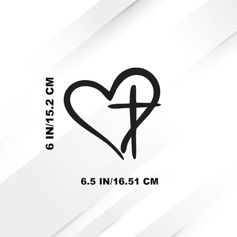 ملصقات مصورة من الفينيل من Hearth Cross Religion للسيارات والكمبيوتر المحمول ولوح التزلج وسجل القصاصات وديكور الحائط المقاوم للأشعة فوق البنفسجية مقاس 6.5 بوصة × 6 بوصة (أسود) in Saudi Arabia