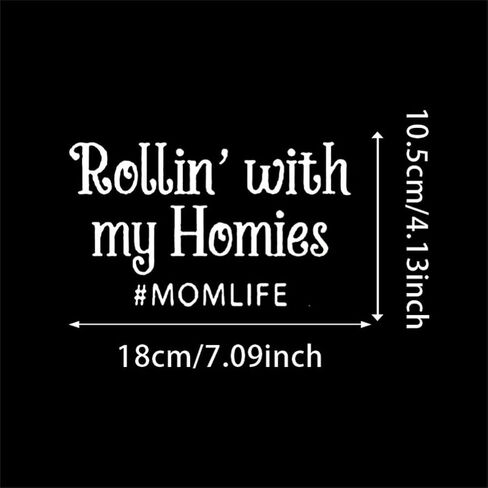 قطعتان من ملصق السيارة Rollin' with My Homies & Mom Life، ملحقات مادة الفينيل المقاومة للماء مقاس 7.09 بوصة × 4.13 بوصة، ملصق مثير للاهتمام للسيارات والشاحنات والدراجات النارية والجدران |#AZ263 (أبيض) in Kuwait