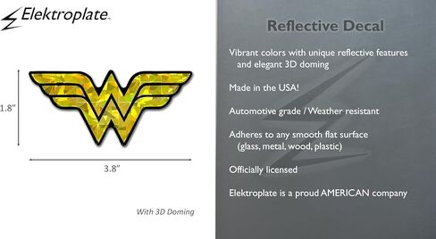 ملصق كهربائي مرخص رسميًا من DC Comics Wonder Woman Automotive أصفر عاكس على شكل قبة (3.8 بوصة × 1.8 بوصة) ملصق فينيل ثلاثي الأبعاد مناسب لجميع الأحوال الجوية للسيارة وزجاجة المياه والكمبيوتر المحمول والهاتف والمزيد | صنع في الولايات المتحدة الأمريكية in Saudi Arabia