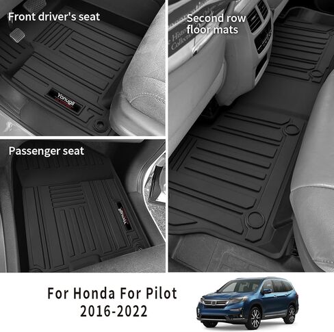 لـ 2023 2024 2025 Honda Pilot Floor Mats 3row Cargo Trunk Lines و2nd 3rd المقعد الخلفي الخلفي الحصير جميع الأحوال الجوية TPE حماية لملحقات Honda Pilot (مجموعة كاملة 9 حصائر) in Kuwait