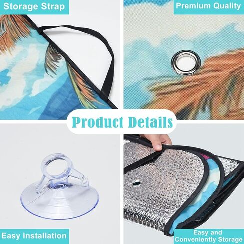 Blueshyhall Car Windshield Sun Shade Foldable Funny Skull Skeleton Summer Beach Sunshade Blocks UV Rays Sun Visor for Car Front Window Protector 27.5 in x 57 in in Kuwait