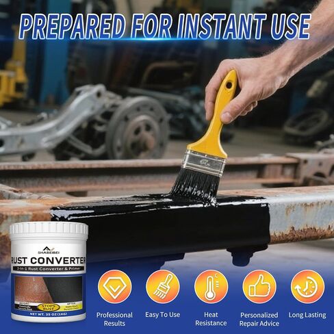 Rust Converter & Metal Primer -Removes Rust, Encapsulates & Protects, Works as Undercoating and Paint, Long-Lasting inhibitor for Cars, Trucks, Metal Surfaces(35 oz) in Kuwait